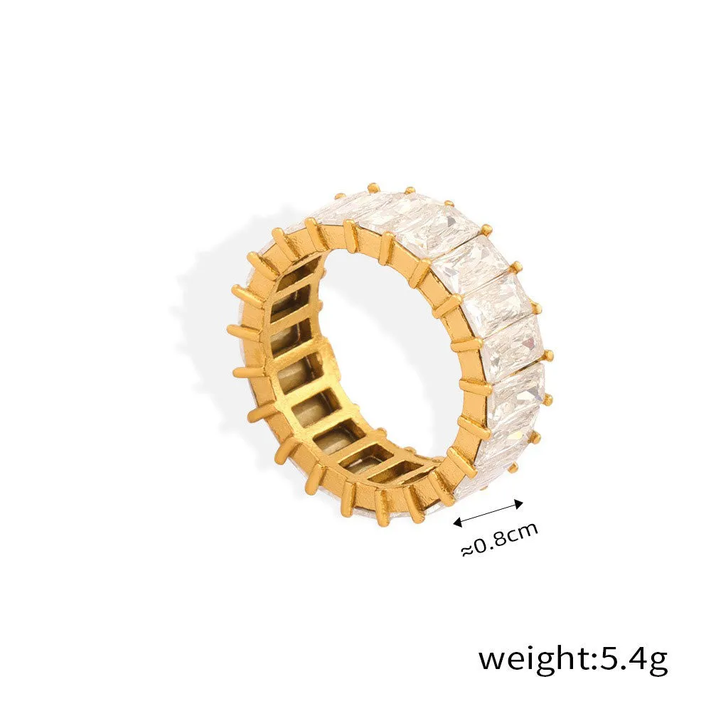 18K Gold Noble and Light Luxury Inlaid Zircon Design Versatile Ring | Elegant Jewelry for Women