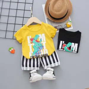 2-piece Cartoon Design T-shirt & Shorts for Children Boy