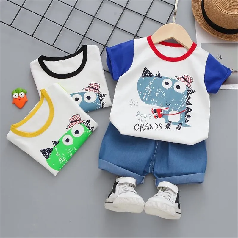 2-piece Cartoon Design T-shirt & Shorts for Toddler Boy Wholesale children's clothing