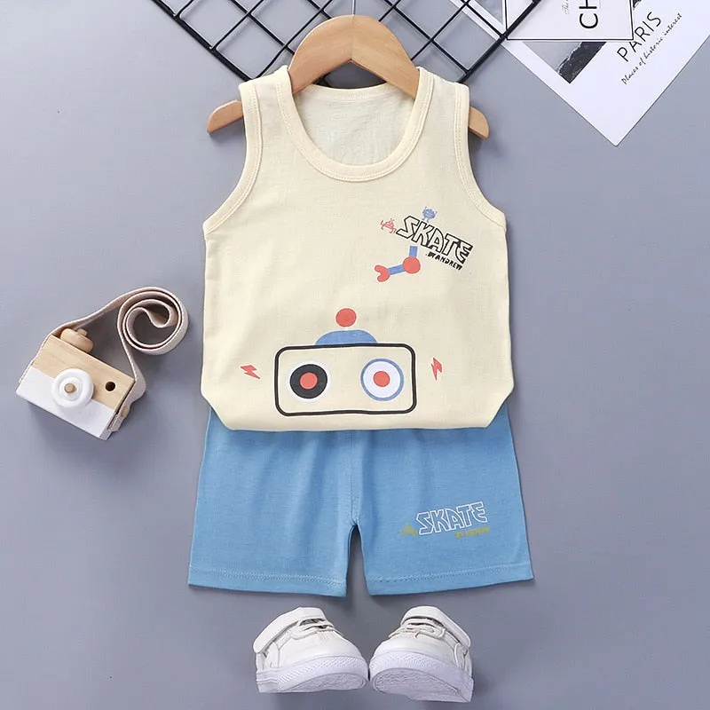 2PCS Children Clothing Vest Suit Children's Sets Summer