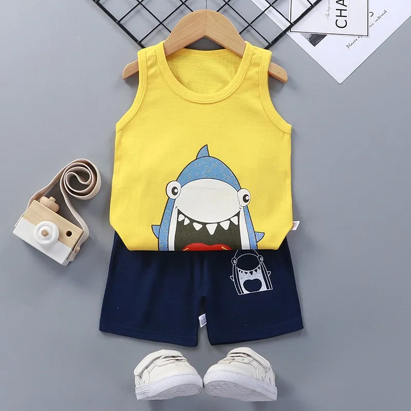 2PCS Children Clothing Vest Suit Children's Sets Summer