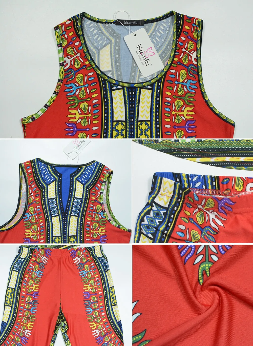 2Pcs Sets Sleeveless Traditional Dashiki