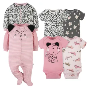 6-Piece Baby Girls Leopard Onesies® Bodysuit and Sleep 'N Play Set