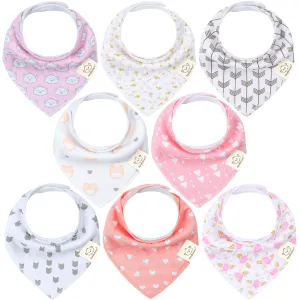 8-Pack Organic Bandana Bibs (Girl)