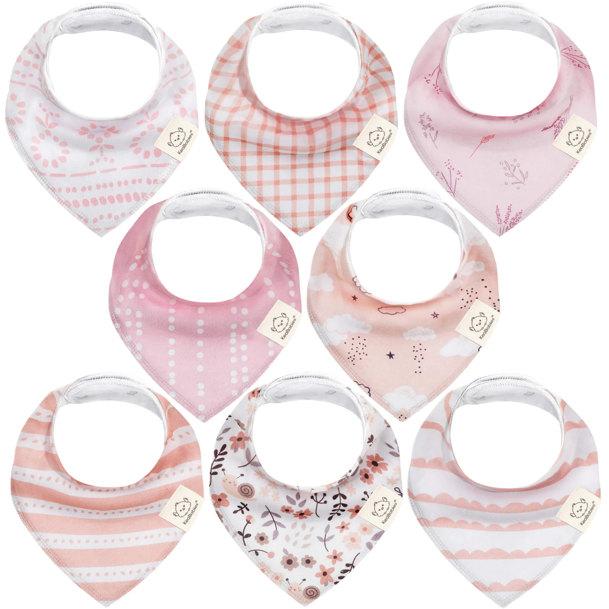 8-Pack Organic Bandana Bibs (Girl)