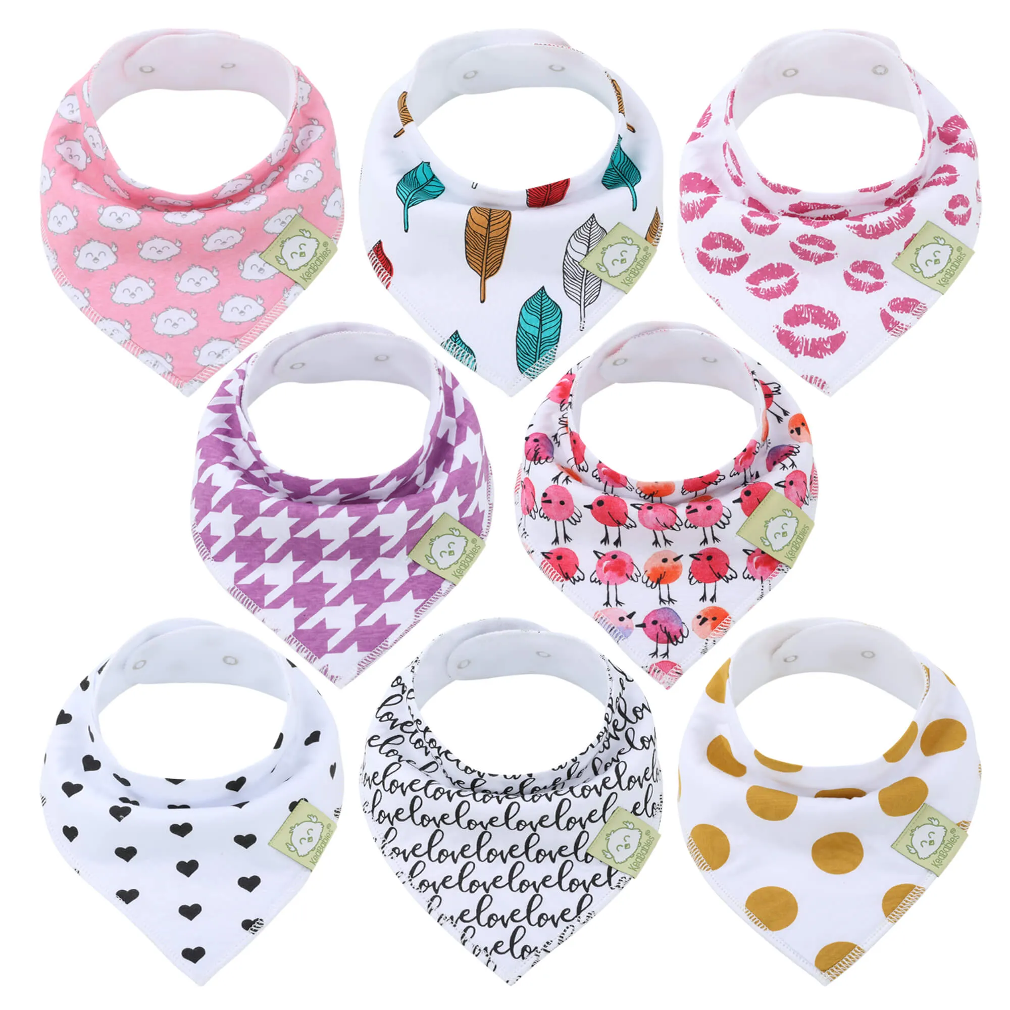 8-Pack Organic Bandana Bibs (Girl)