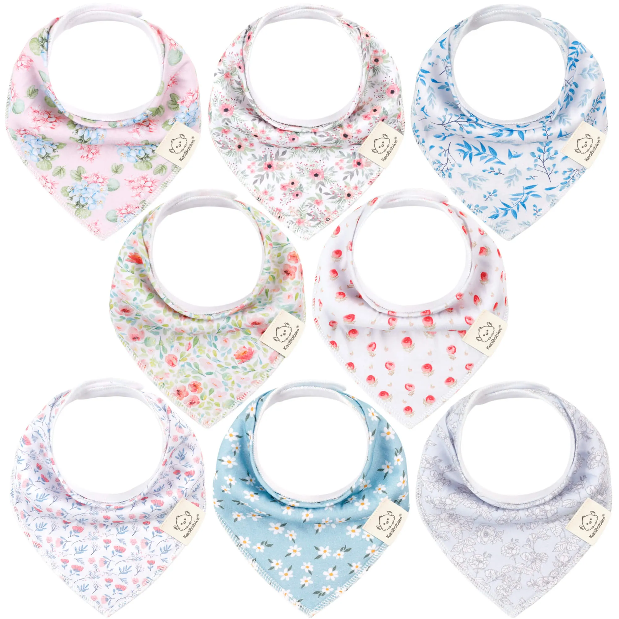 8-Pack Organic Bandana Bibs (Girl)