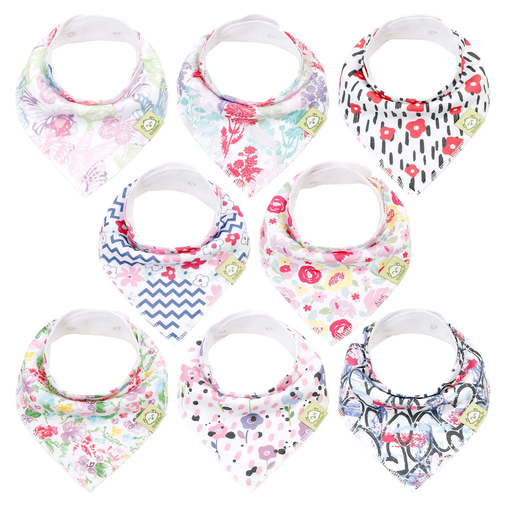 8-Pack Organic Bandana Bibs (Girl)