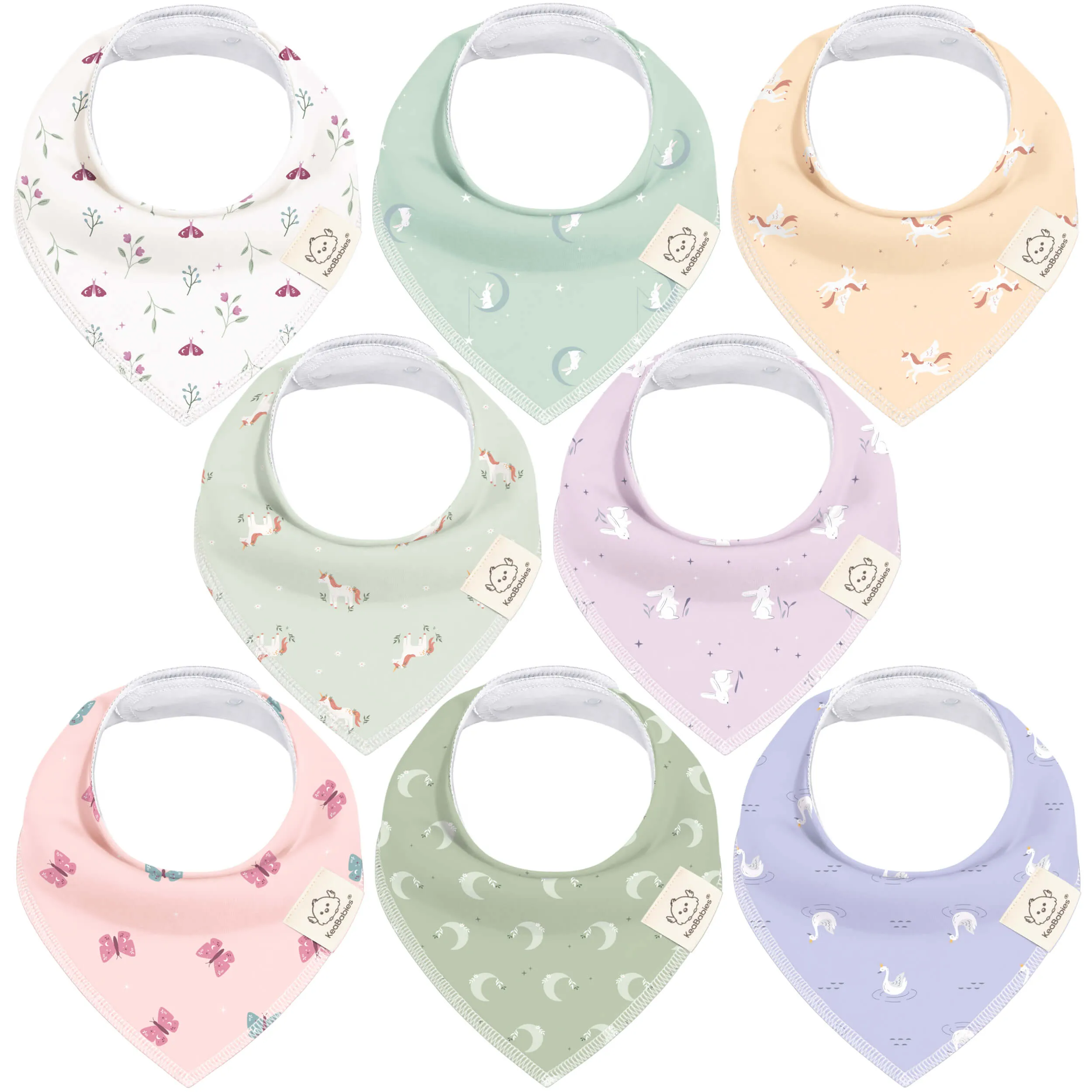 8-Pack Organic Bandana Bibs (Girl)