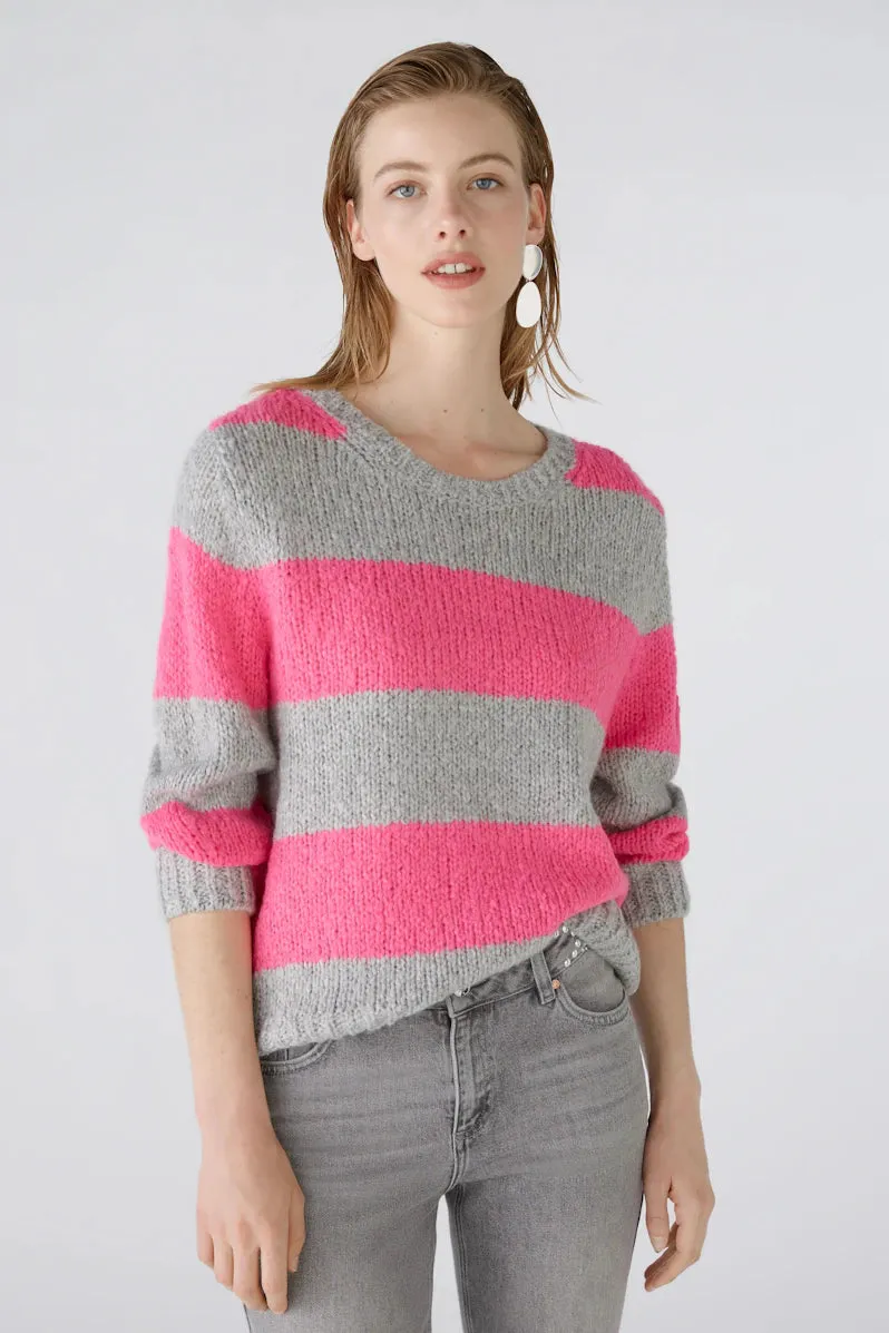 89199 Grey/Pink Stripe Pullover