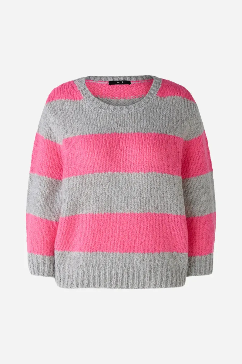 89199 Grey/Pink Stripe Pullover