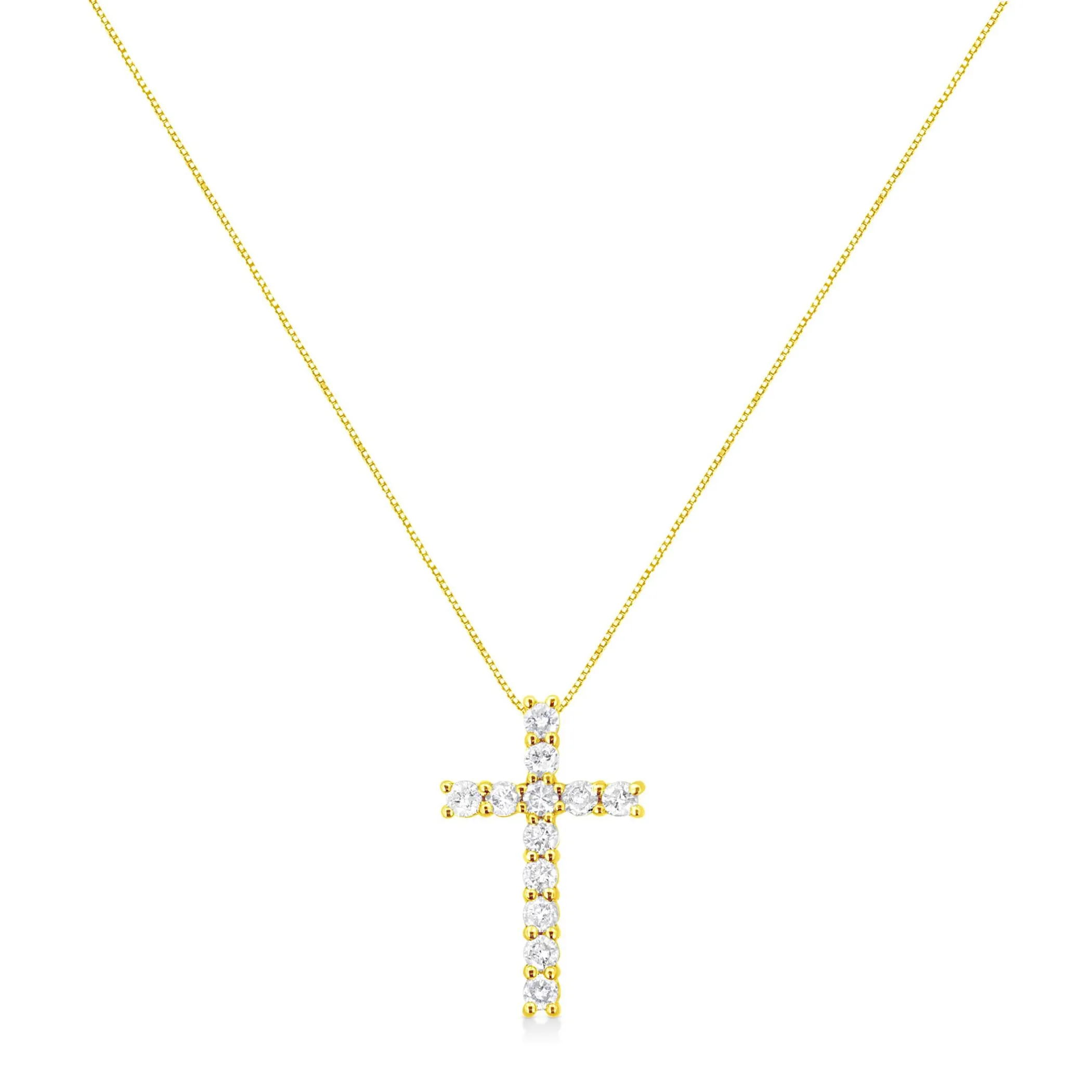 .925 Sterling Silver 1.00 cttw Traditional Diamond Cross 18" Pendant Necklace (J-K Color, I2-I3 Clarity)