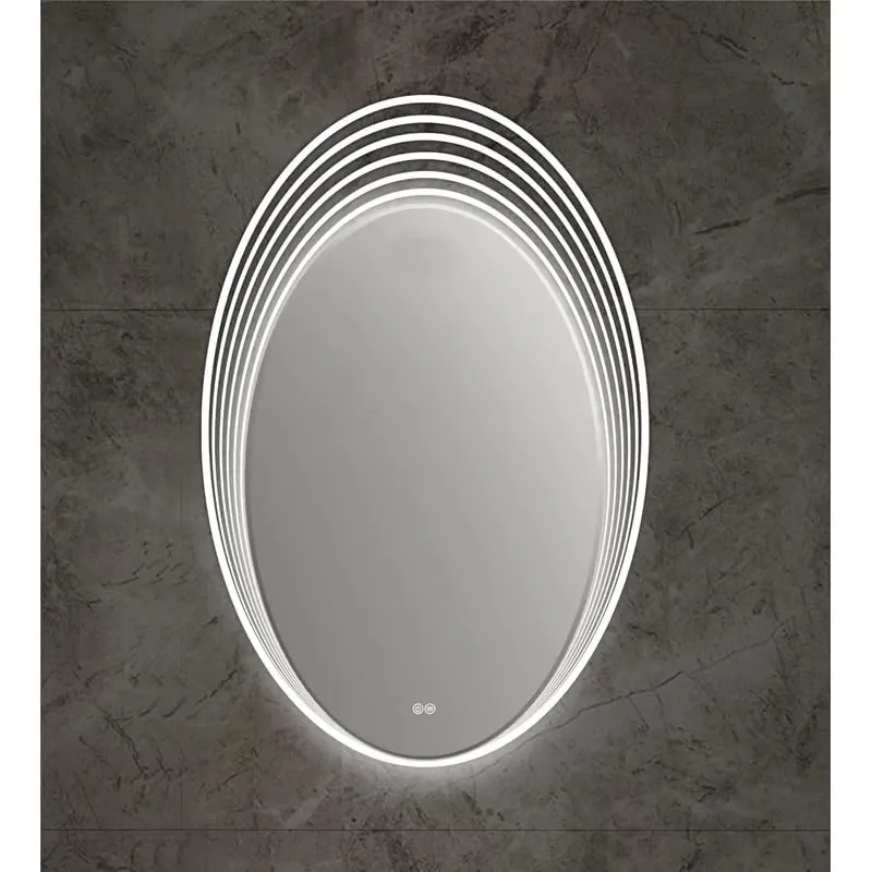 Artessa Oval Backlit LED Mirror with Defogger, Dimmer, 3-Colour LED for Bathroom (90 x 60 CM)