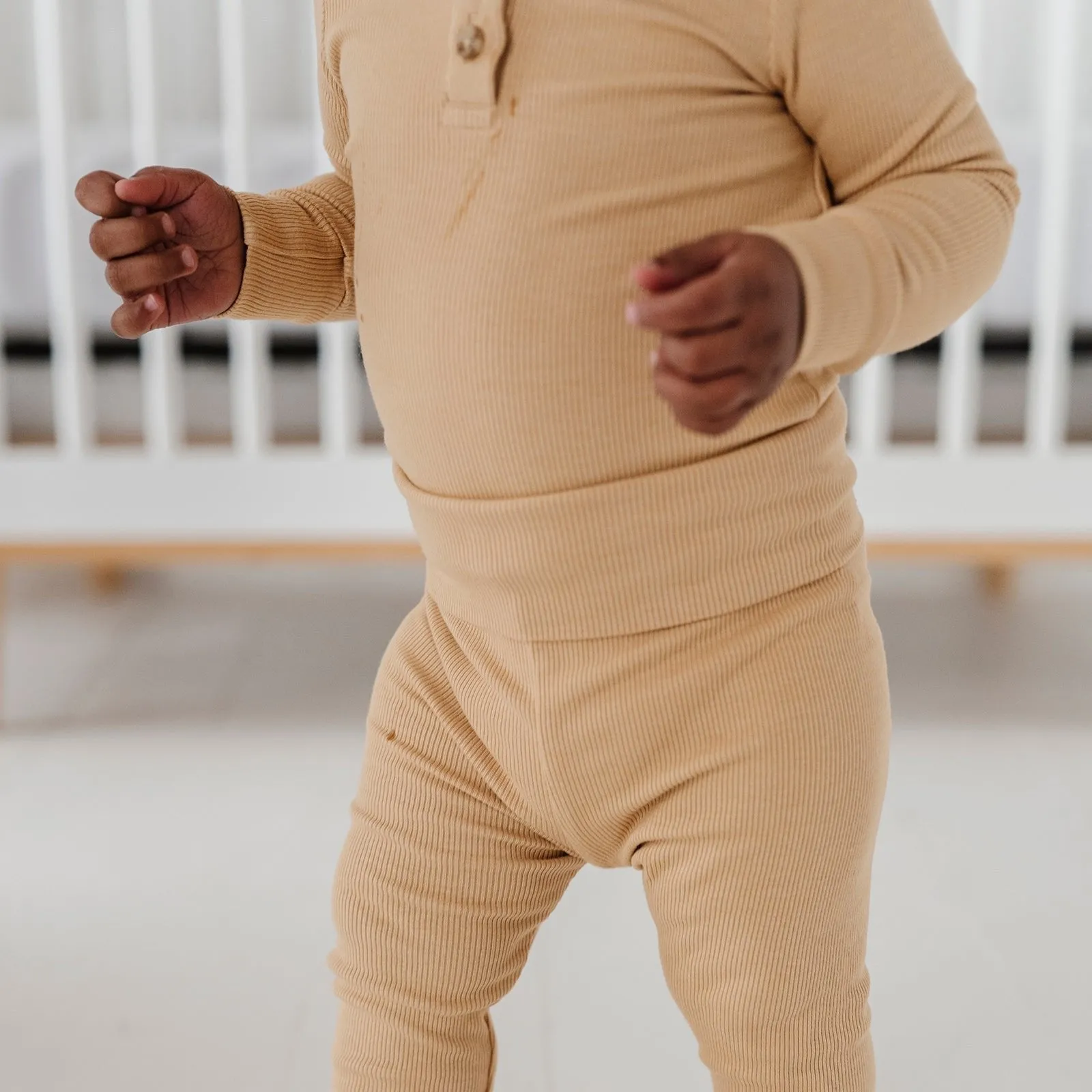 Babysprouts - Ribbed Henley Bodysuit Set - Antelope