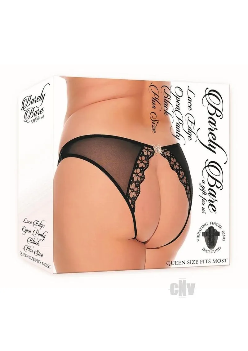 Barely B Lace Edge Open Panty Ps Blk