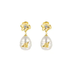 Beloved Bee Drop Gold Earrings