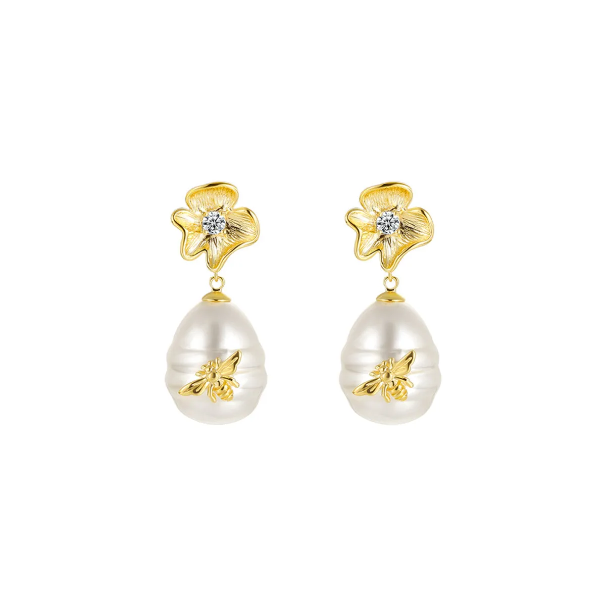 Beloved Bee Drop Gold Earrings