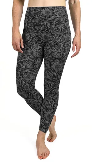 Black and Grey Floral 7/8 Legging