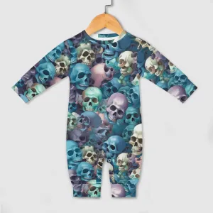 Blue Purple Skulls Comfortable Cotton Baby Romper