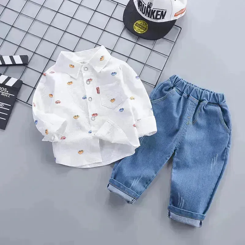 Children's Clothing Autumn Clothing Casual Long sleeve Shirt Two-piece for Boys