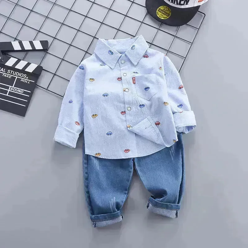 Children's Clothing Autumn Clothing Casual Long sleeve Shirt Two-piece for Boys