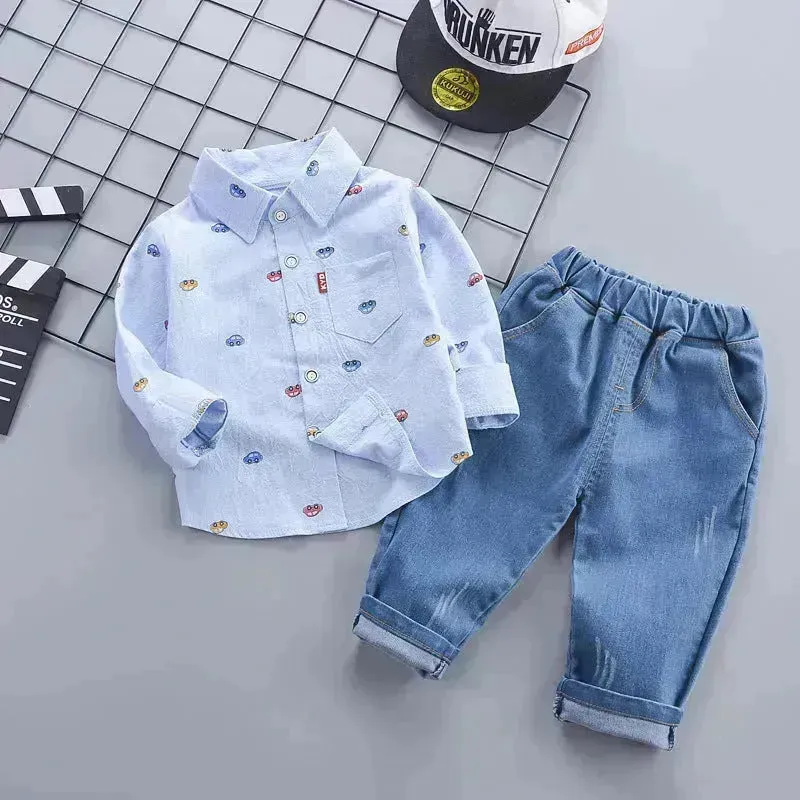 Children's Clothing Autumn Clothing Casual Long sleeve Shirt Two-piece for Boys