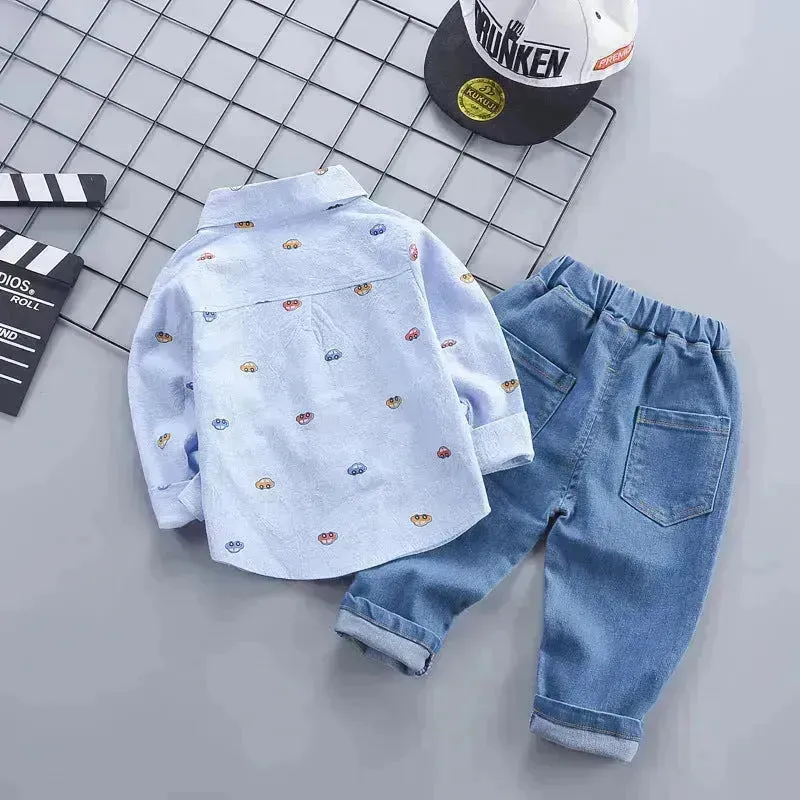 Children's Clothing Autumn Clothing Casual Long sleeve Shirt Two-piece for Boys