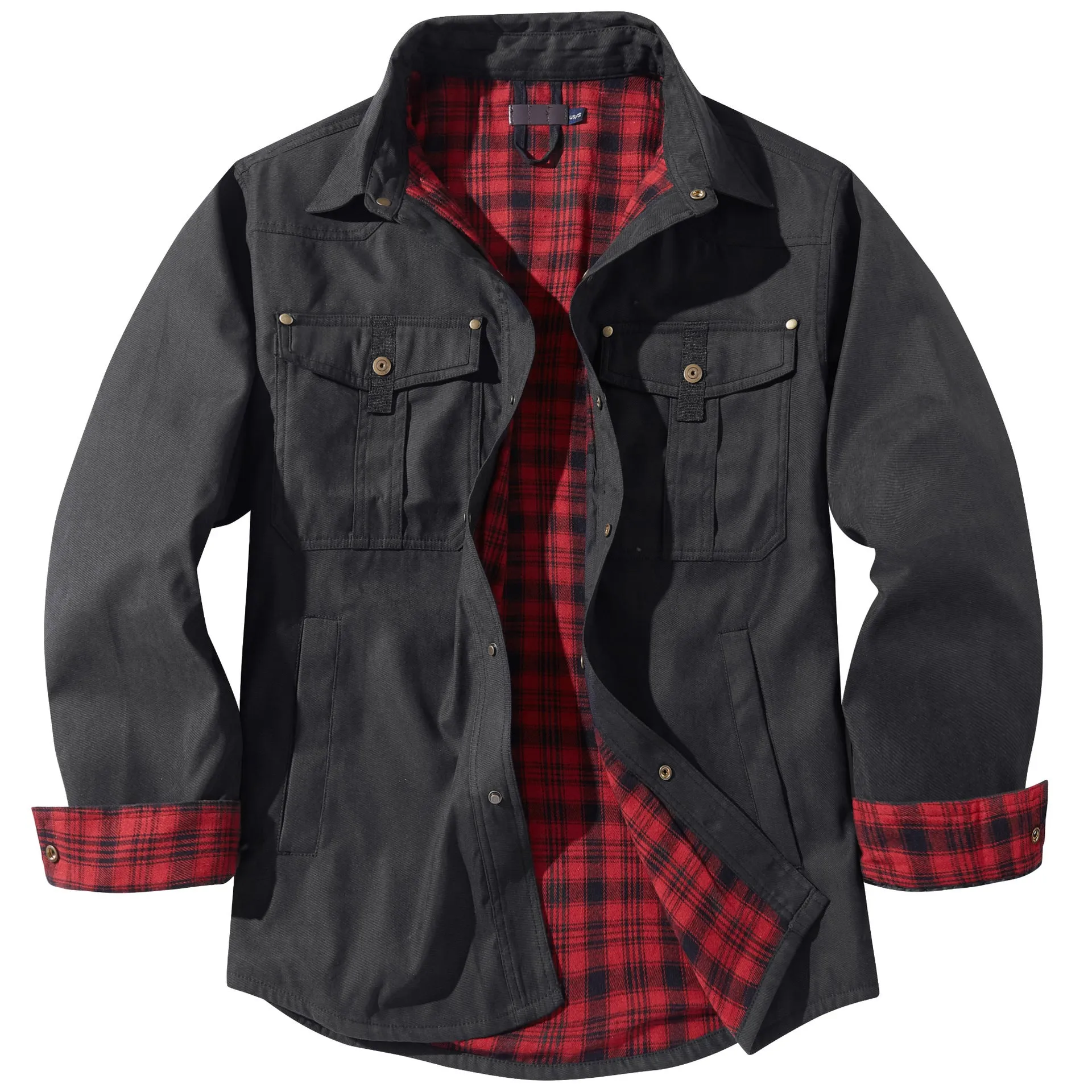 COLLAR PLAID FLANNEL CASUAL JACKET RETRO JACKET