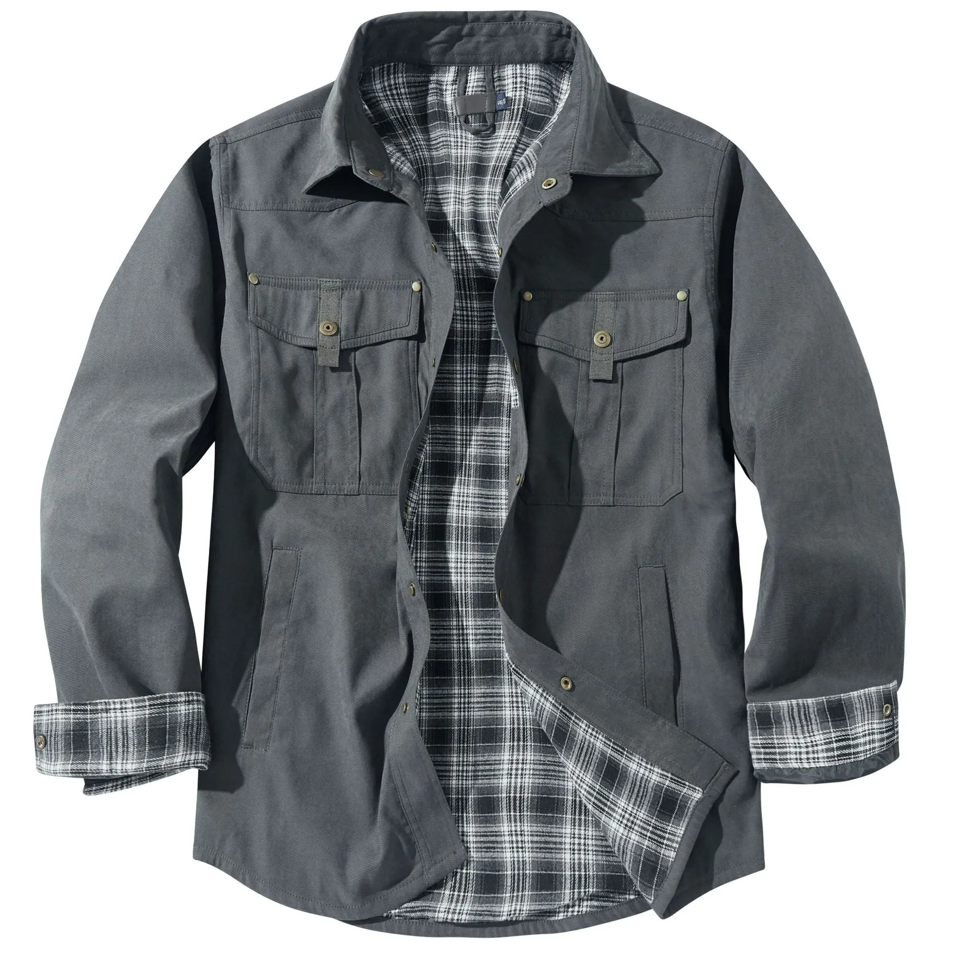 COLLAR PLAID FLANNEL CASUAL JACKET RETRO JACKET