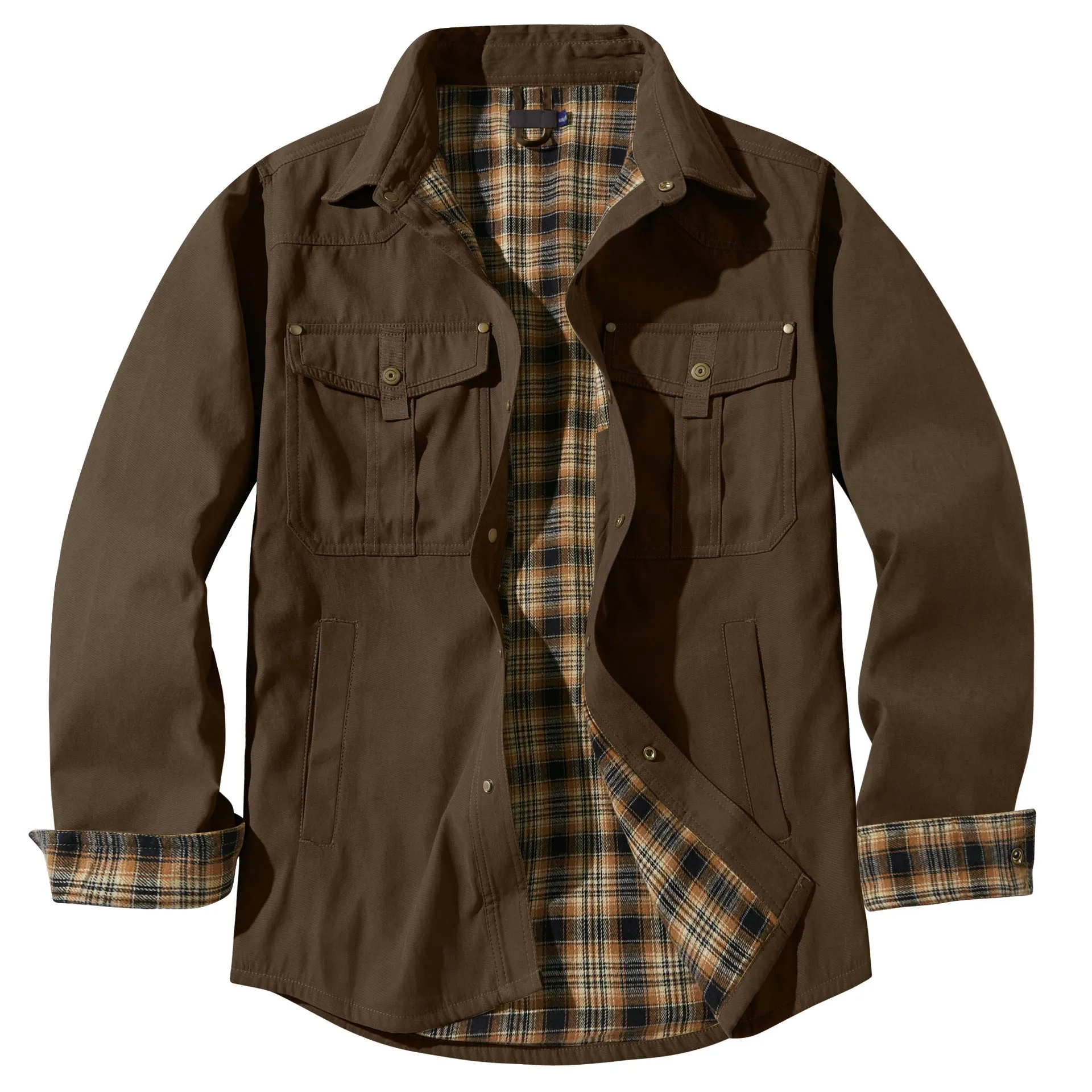 COLLAR PLAID FLANNEL CASUAL JACKET RETRO JACKET