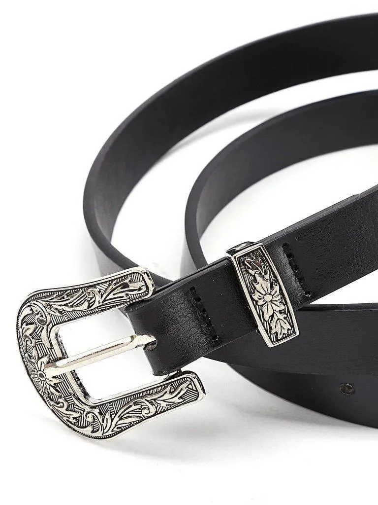 Contrast Buckle Western Belt