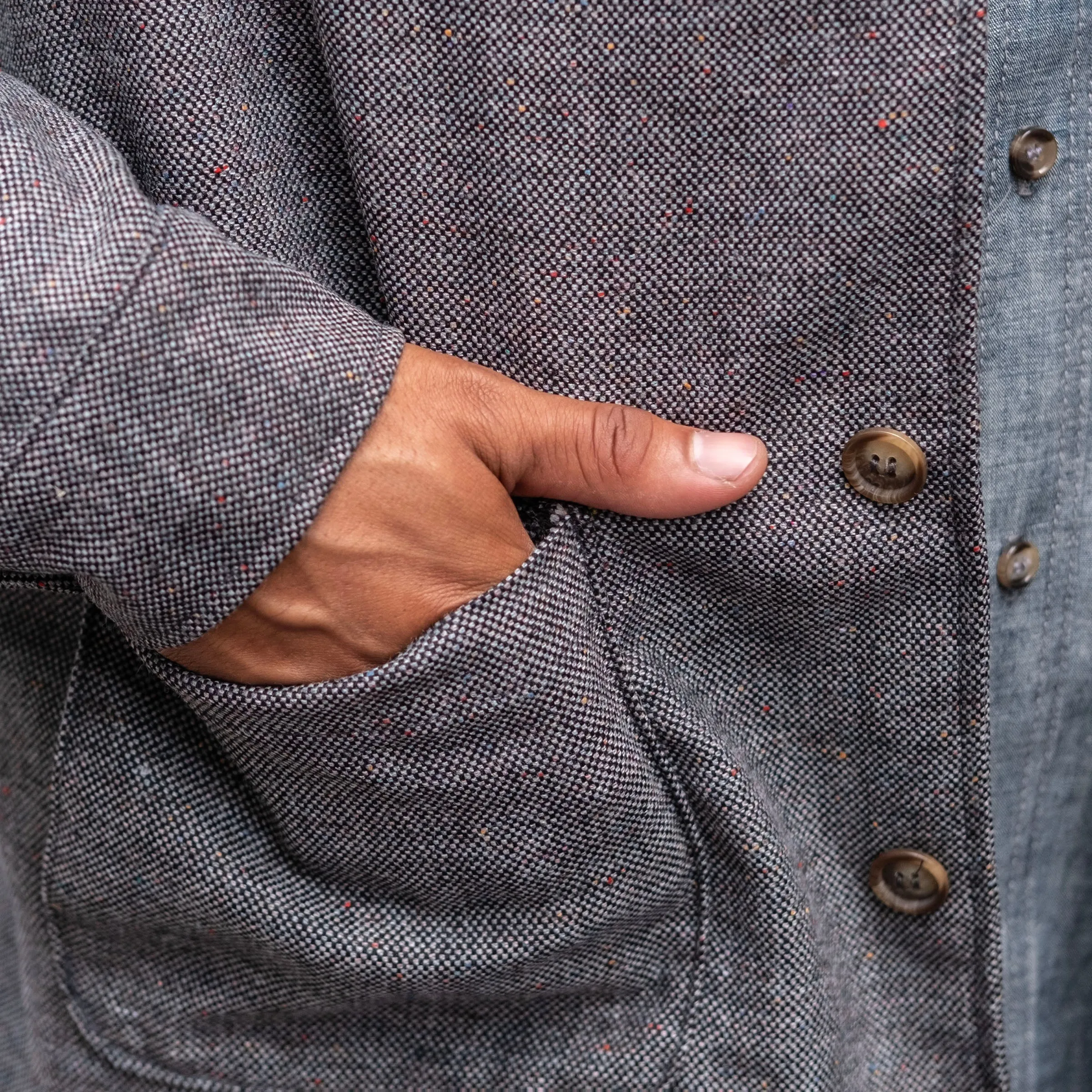 Corso Jacket in Italian Lightweight Ghost Donegal Wool