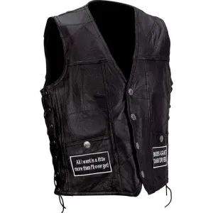 Diamond Plate Rock Design Genuine Buffalo Leather Concealed Carry Vest With Patches- 4x