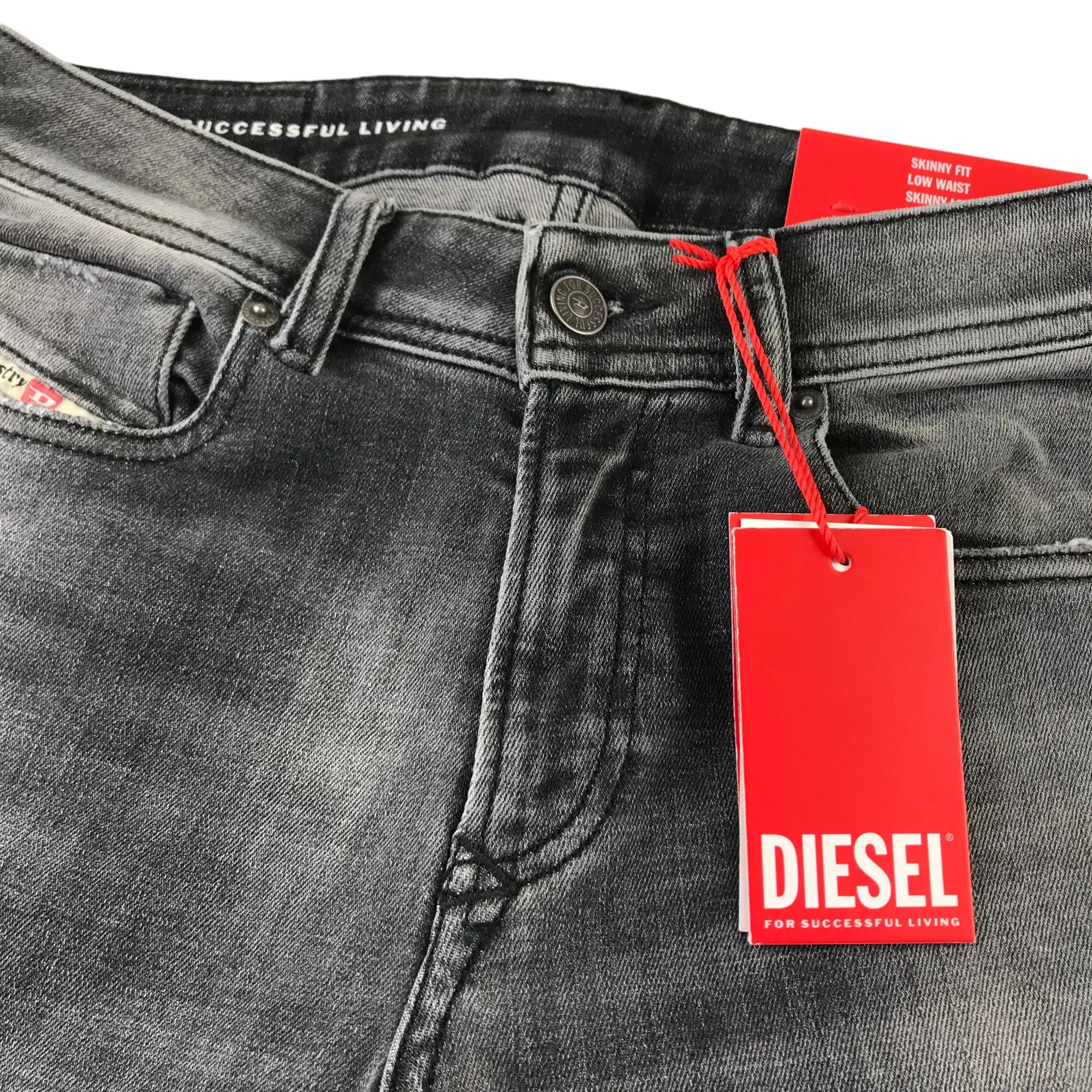 Diesel jeans W28 L32 grey stone wash effect skinny fit low waist stretchy denim