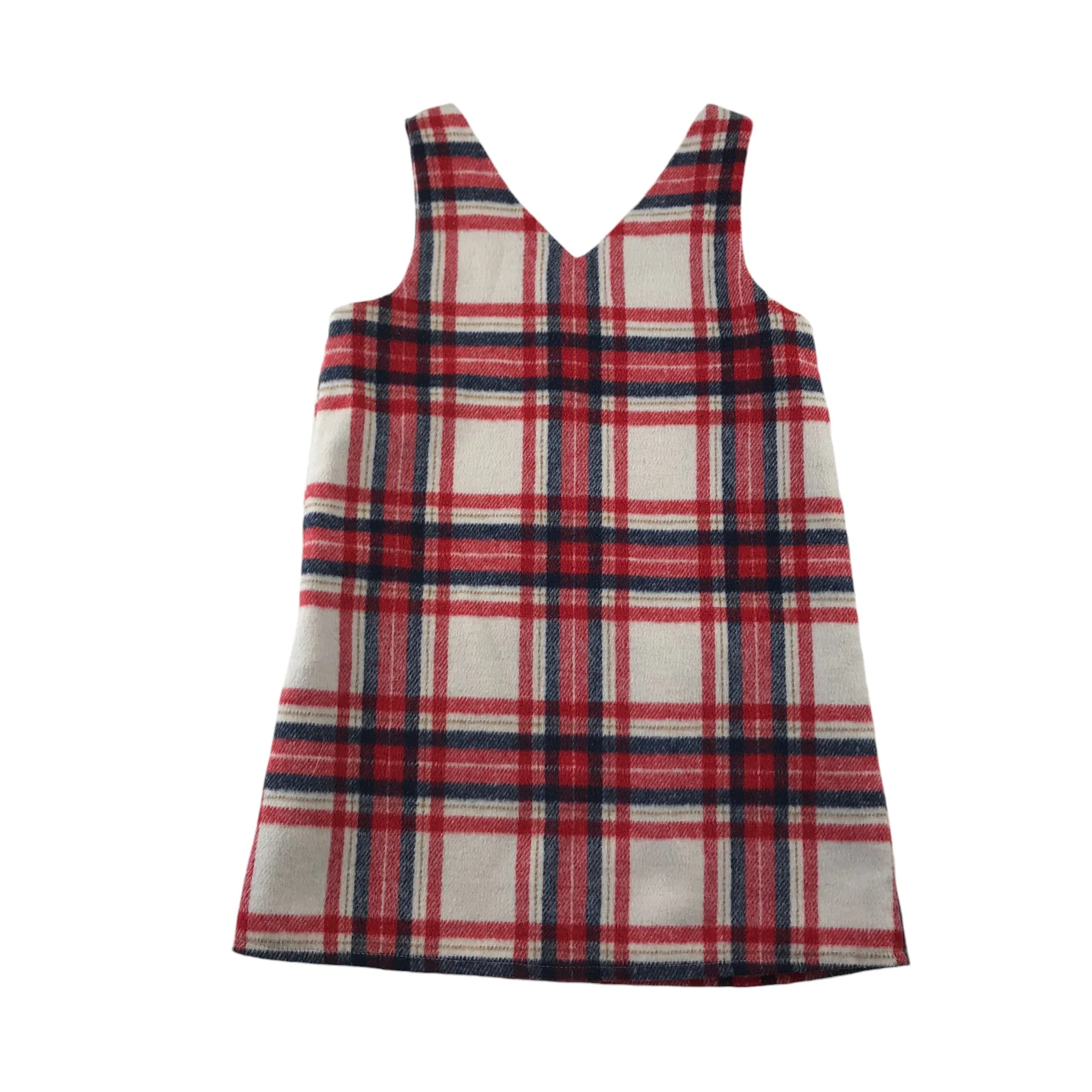 F&F dress 5-6 years red white navy checked pinafore