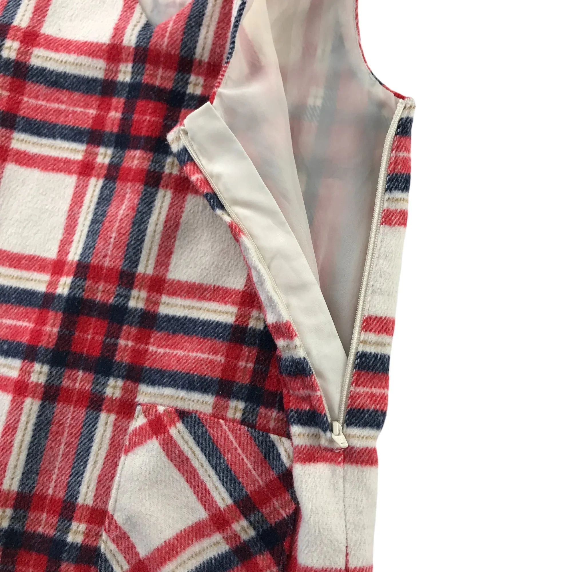 F&F dress 5-6 years red white navy checked pinafore