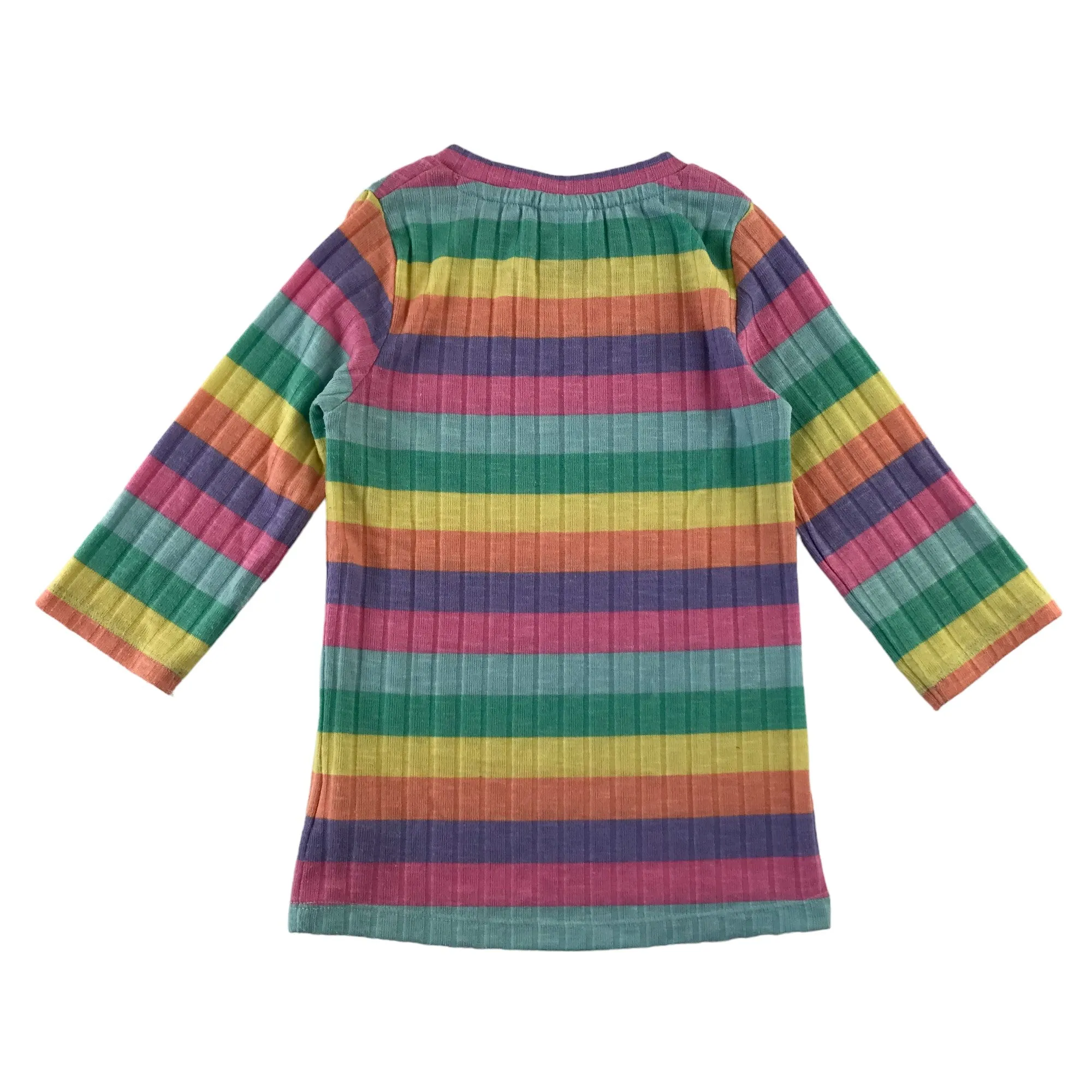 F&F t-shirt 8-9 years multicolour stripy 3/4 sleeve stretchy