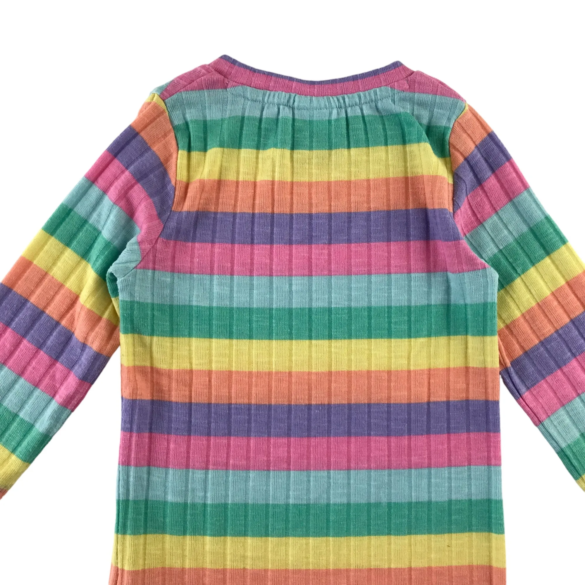 F&F t-shirt 8-9 years multicolour stripy 3/4 sleeve stretchy