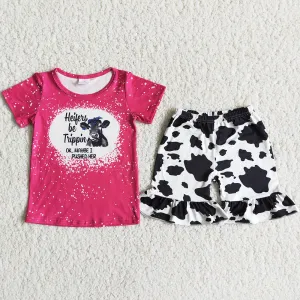 Fashion Baby Girls Clothing Set Cute Kids Boutique Clothing Cow Printed Girl Clothes Wholesale D12-19