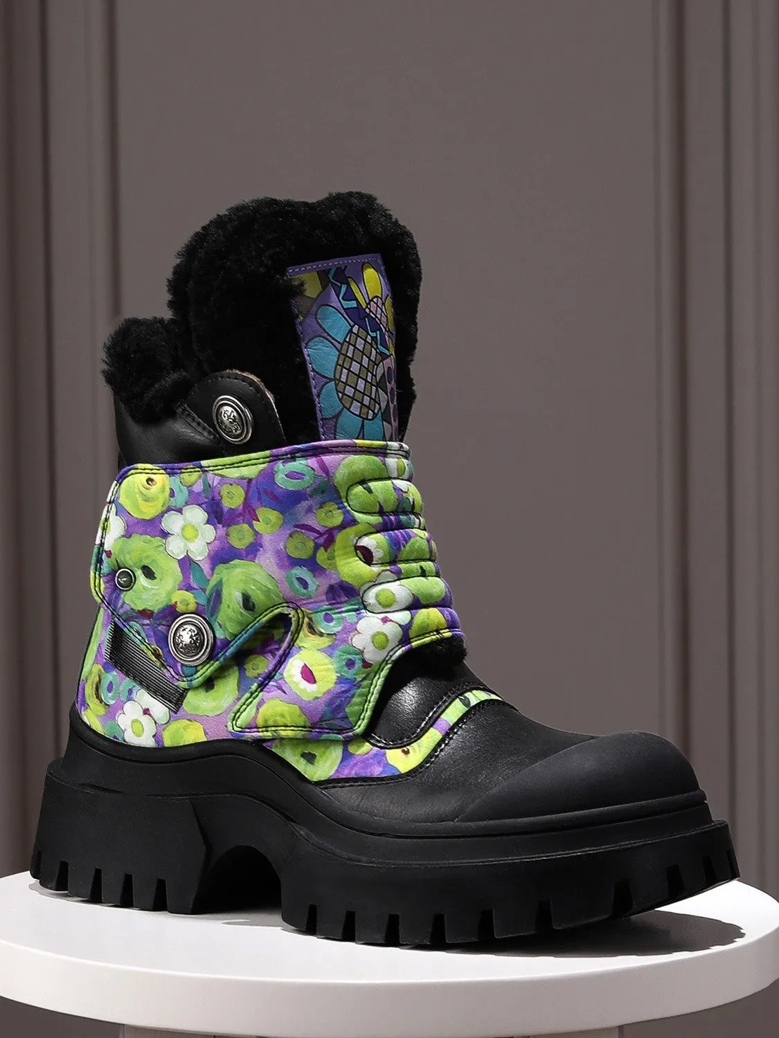 Flower Boots Increase 7cm Versatile Fashion Boots