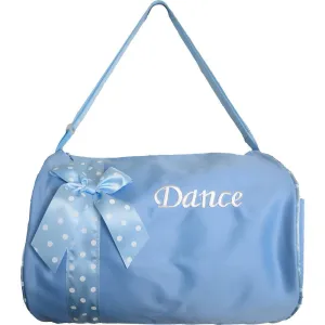 Girls Blue Polka Dot Ribbon Detail "Dance" Embroidery Duffel Bag