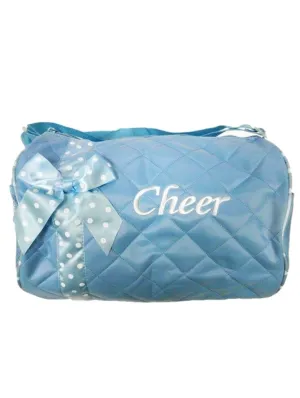 Girls Blue Quilted Polka Dot Ribbon Detail Cheer Duffel Bag