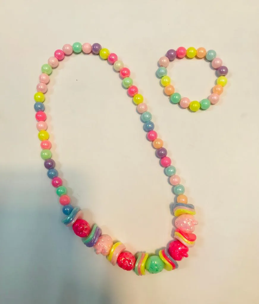 Girls multi fruit necklace and bracelet