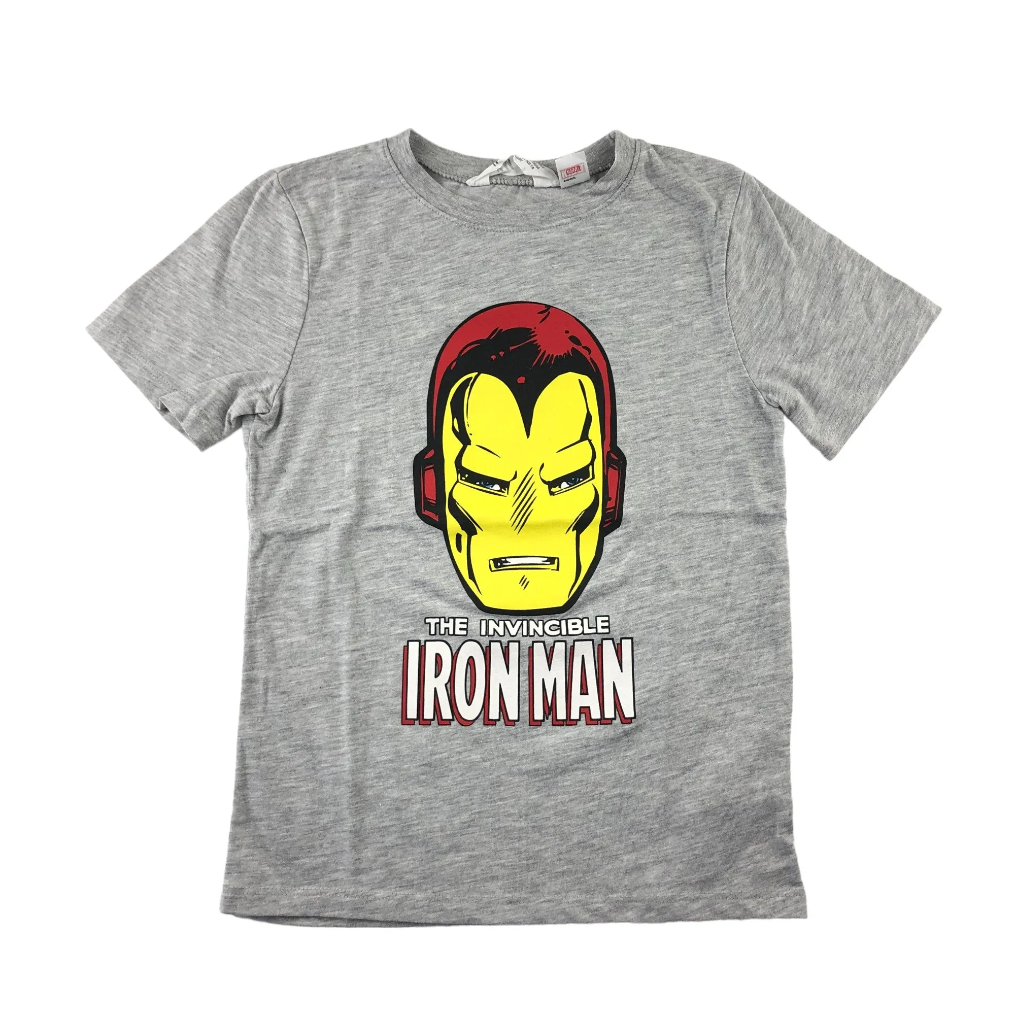 H&M t-shirt 6-8 years light grey Iron Man print short sleeve