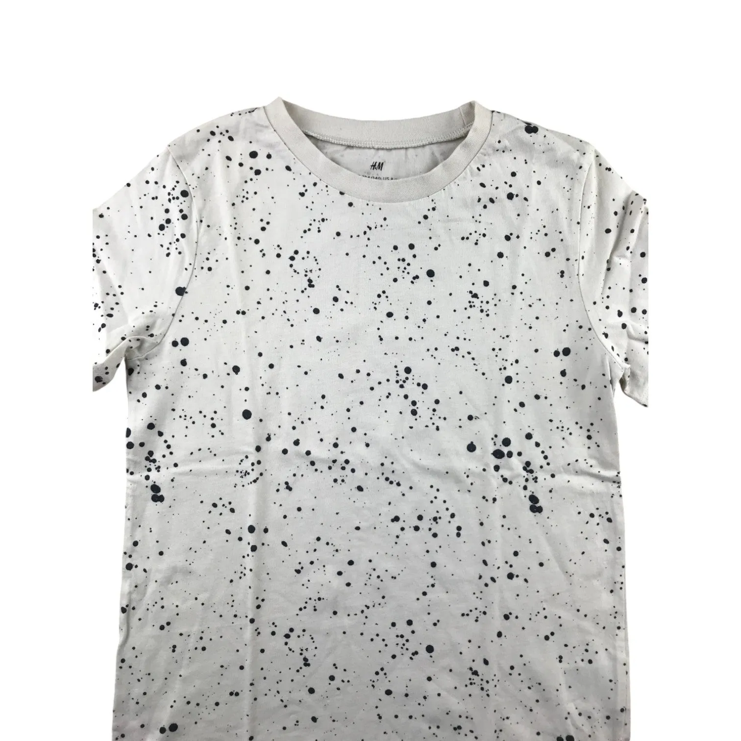 H&M t-shirt 8-10 years light sand colour splash pattern