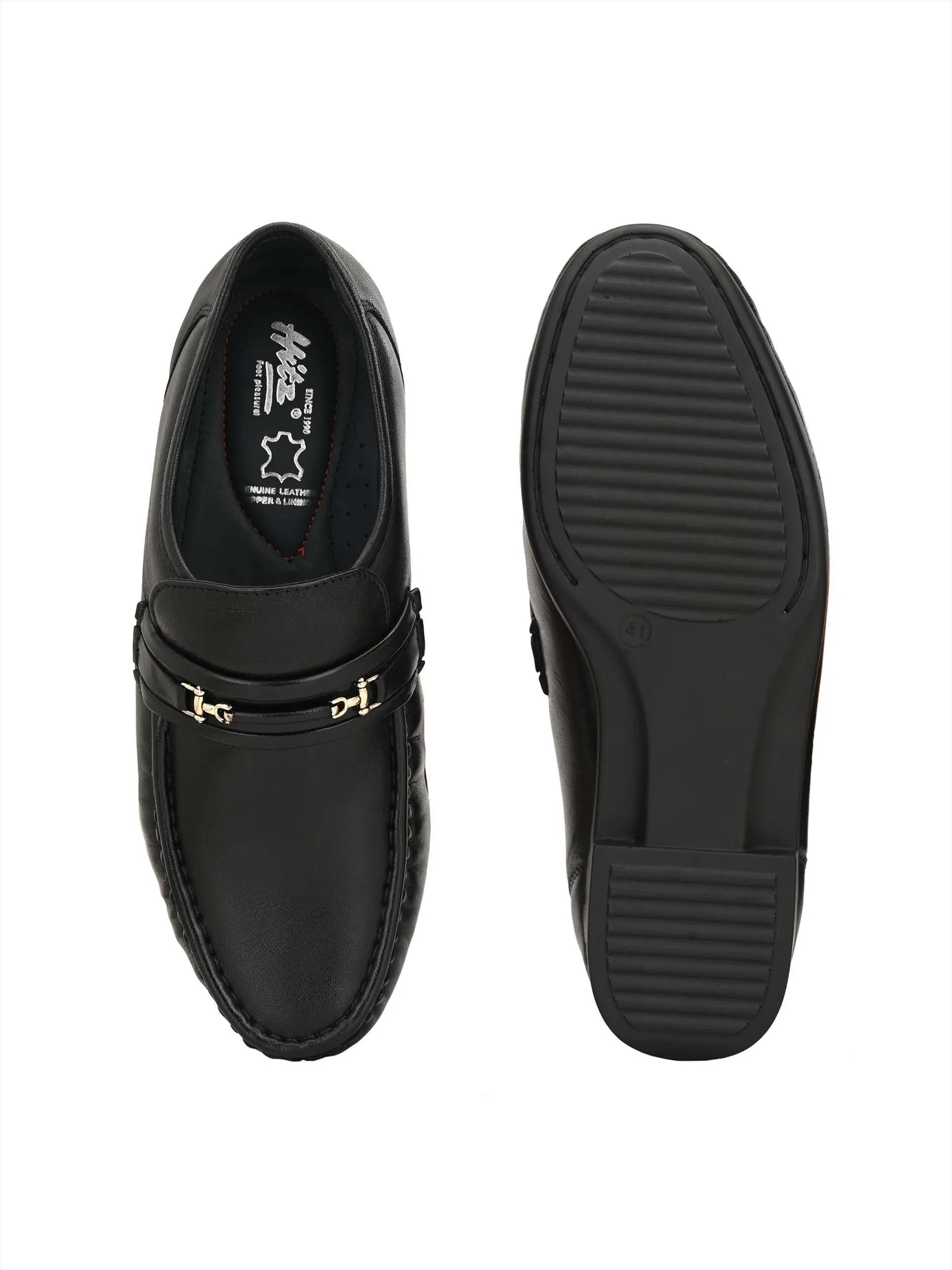 HITZ836 Men's Black Leather Formal  Slip-On Shoes