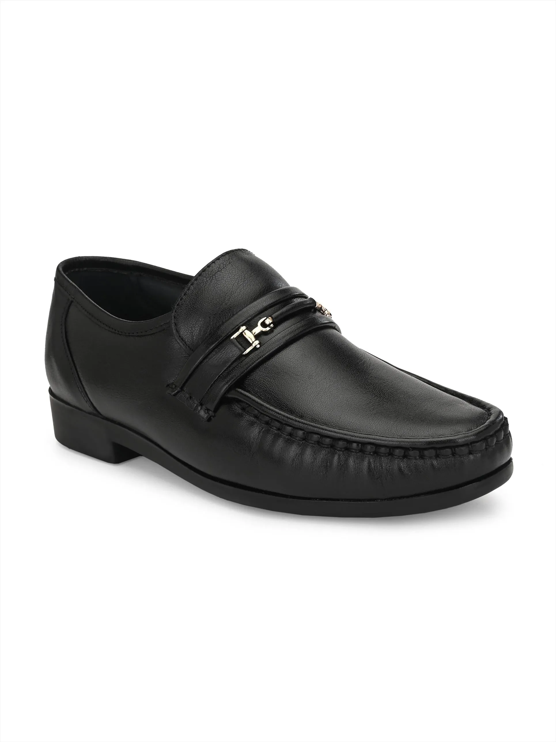 HITZ836 Men's Black Leather Formal  Slip-On Shoes