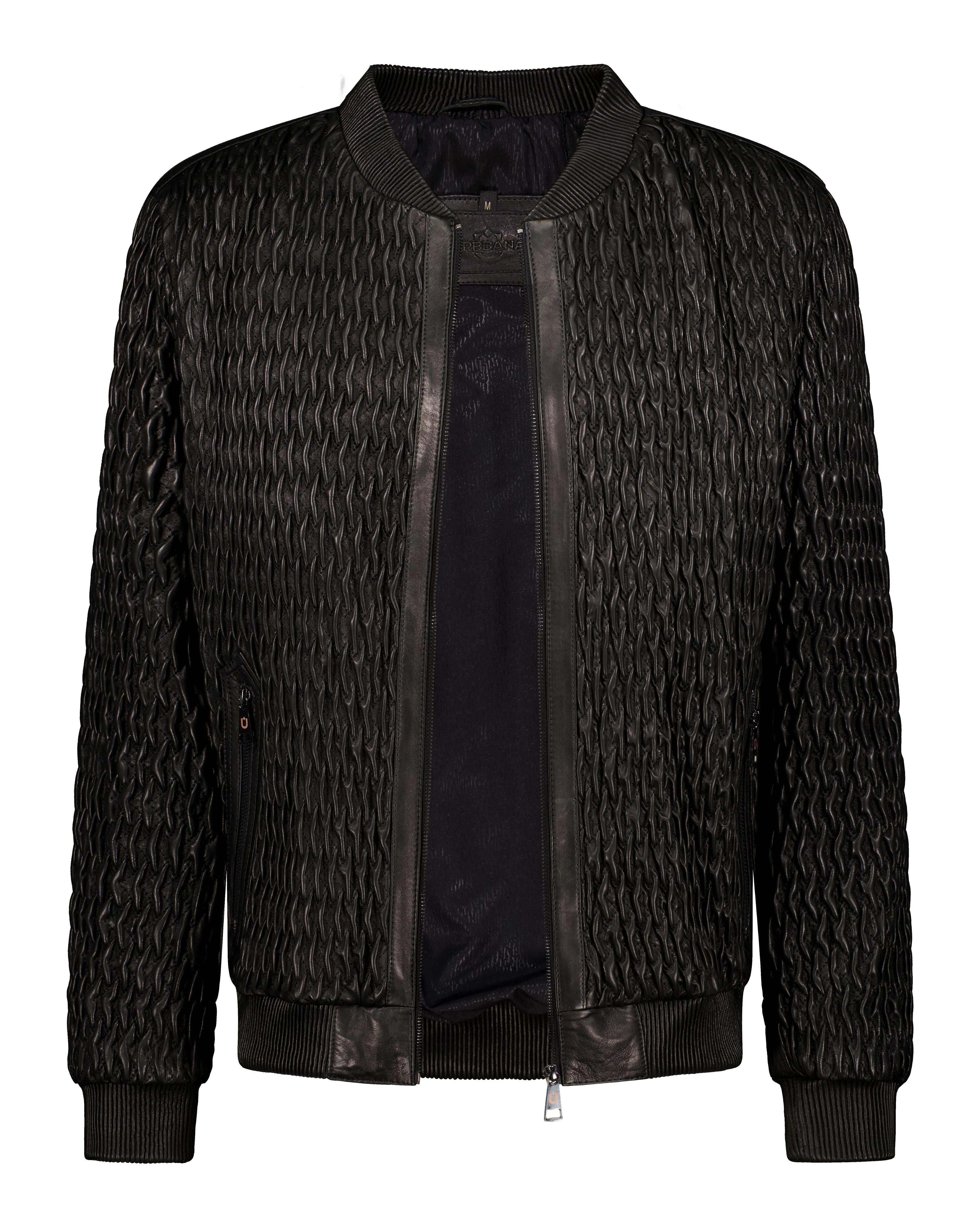 Icon Ruched Leather Bomber - Black