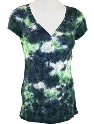 IDI Fashion - 3/4 Sleeve, V-Neck Women's Side Burst Tie Dyed Fashion Top