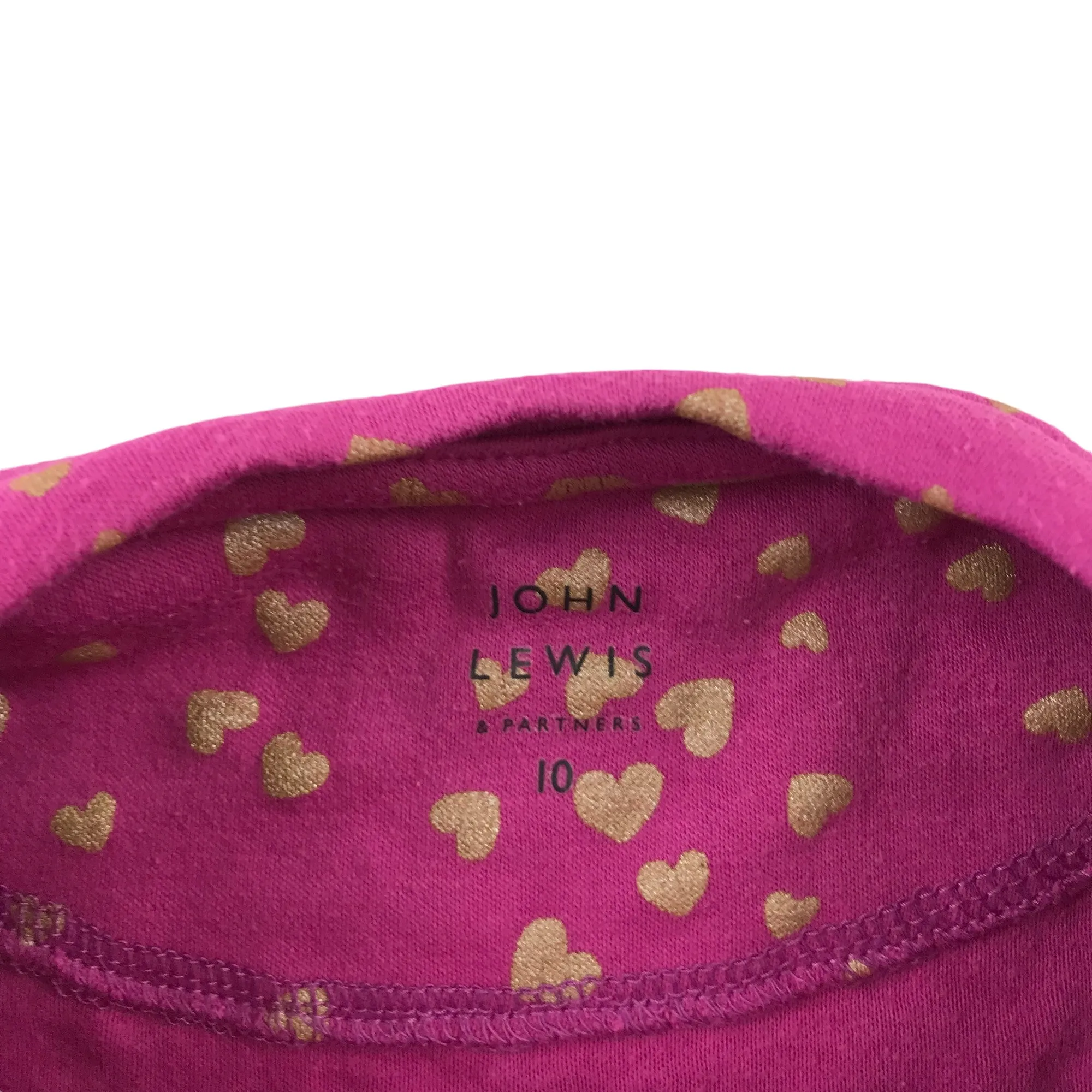 John Lewis dress 9-10 years pink drop waist jersey with love hearts